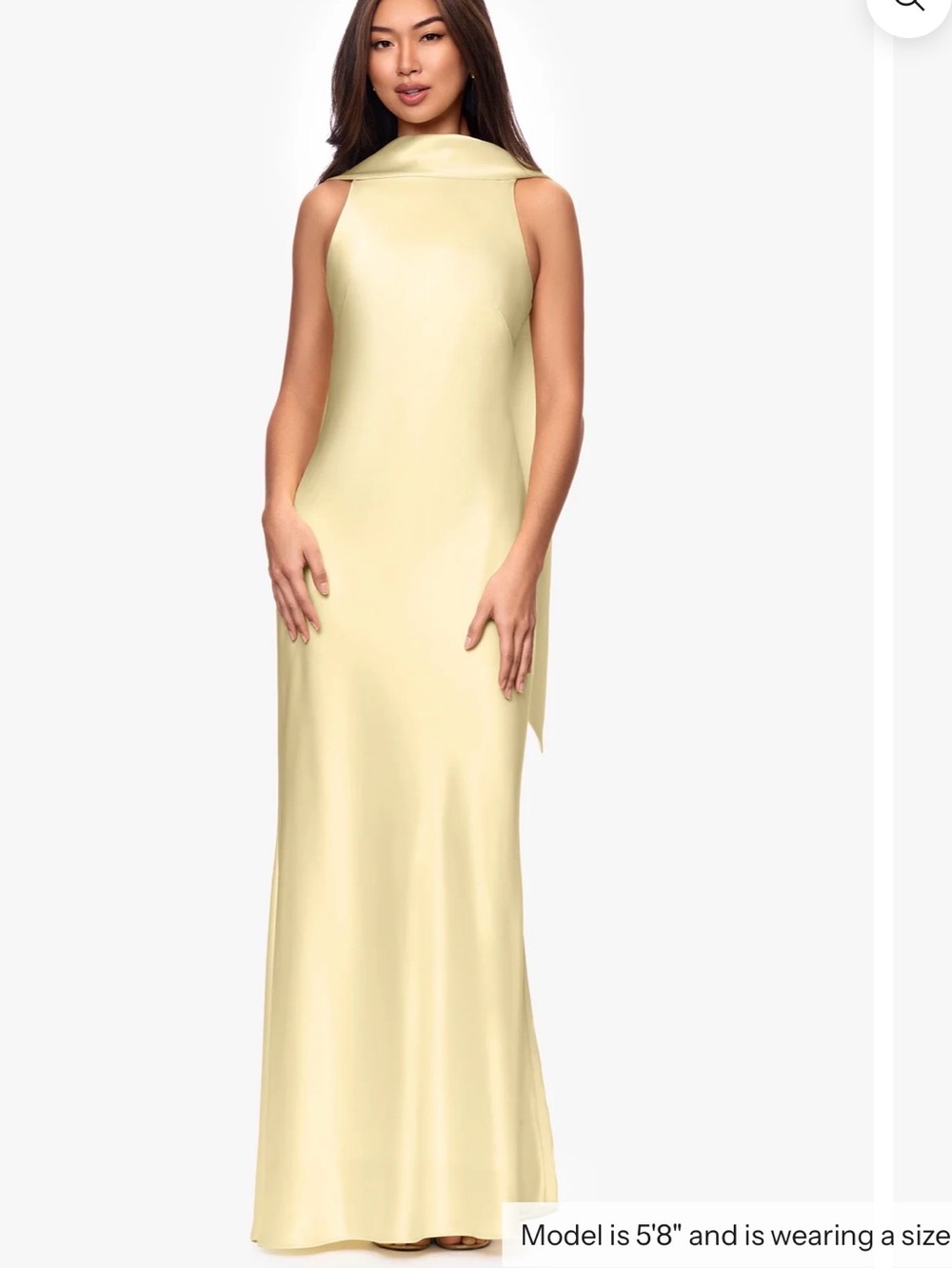 Xscape Pale Yellow High-Neck Sleeveless Maxi Dress